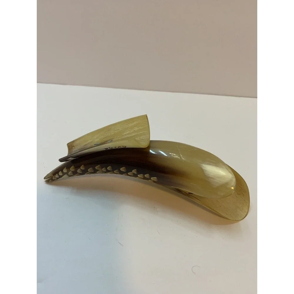 Vintage Bovine Horn Open‎ Mouth Decorative Fish Sculpture